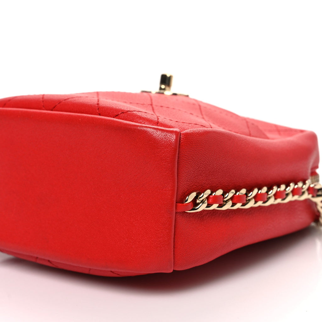 Goatskin Stitched Casual Trip North South Camera Case Red