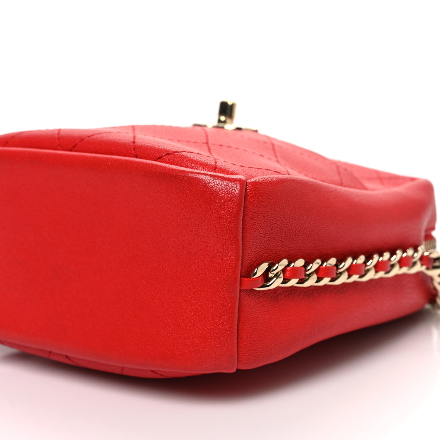 Goatskin Stitched Casual Trip North South Camera Case Red