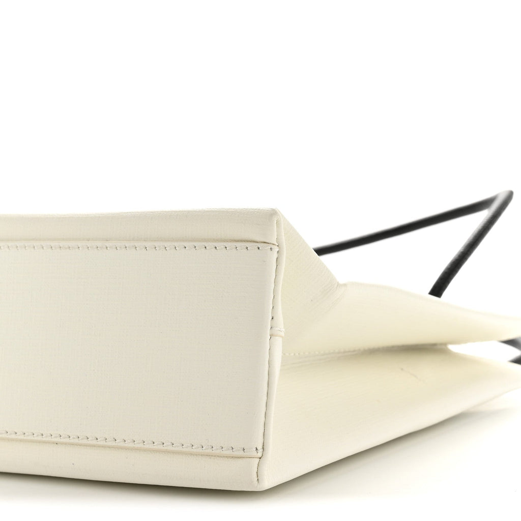 Squared Calfskin Logo North South Shopper Tote XXS White