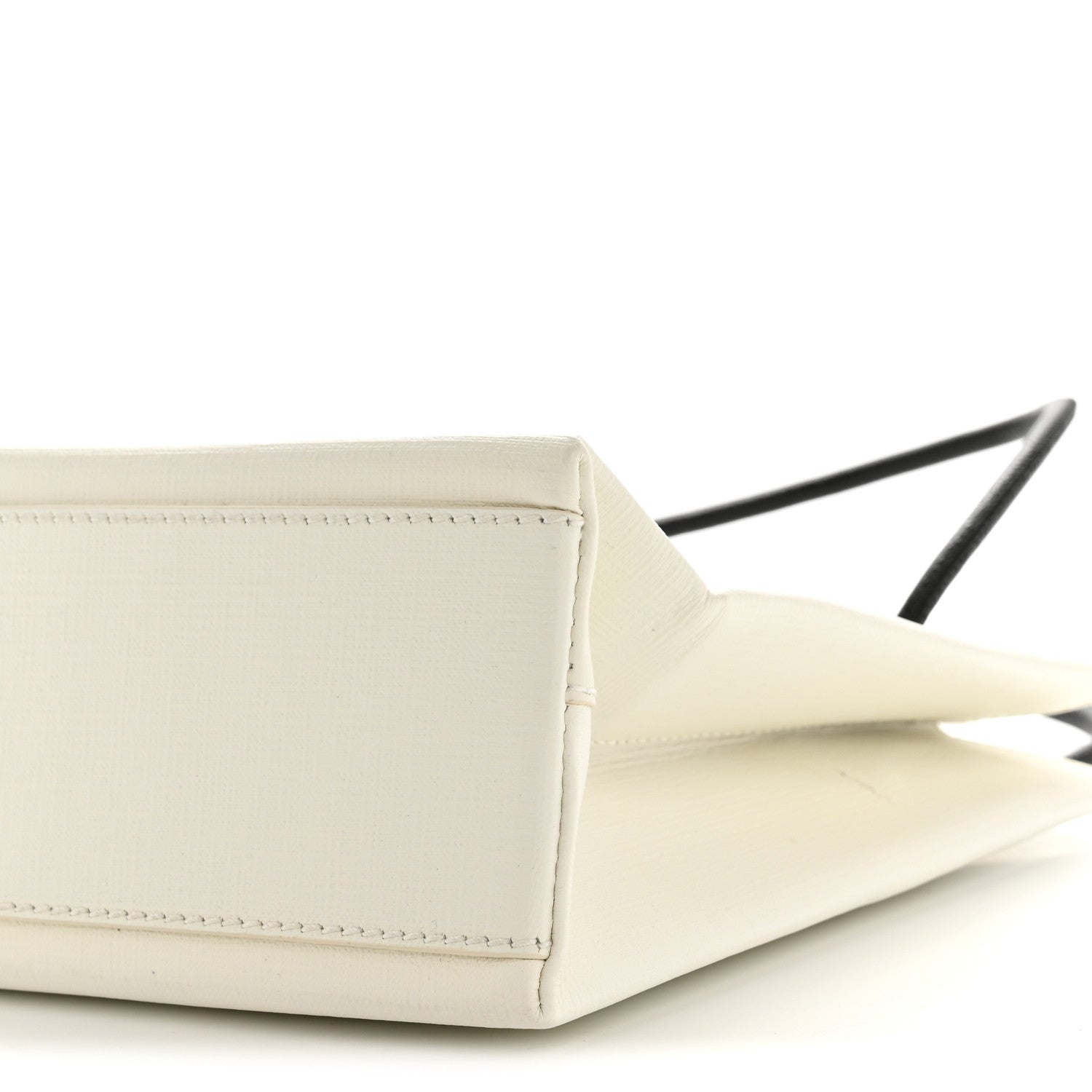 Squared Calfskin Logo North South Shopper Tote XXS White