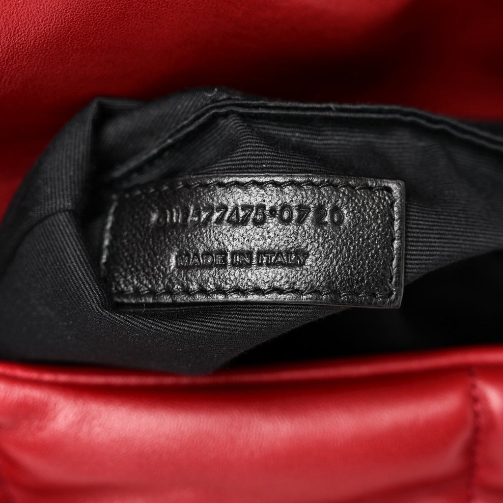 Lambskin Quilted Medium Loulou Puffer Monogram Chain Satchel Opyum Red