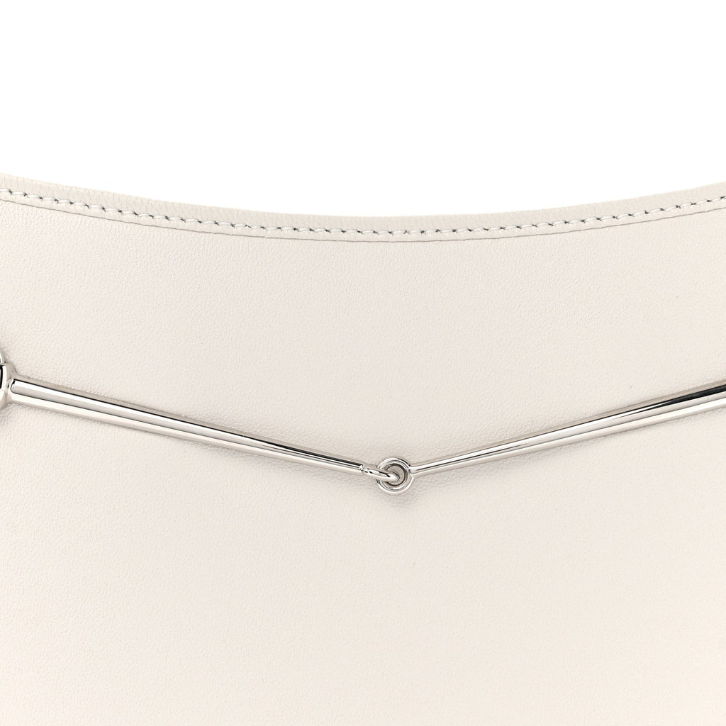 Calfskin Horsebit Slim Shoulder Bag White