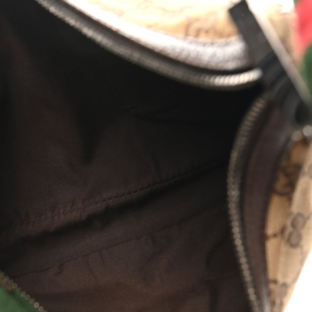 Monogram Web Medium Half Moon Hobo Dark Brown