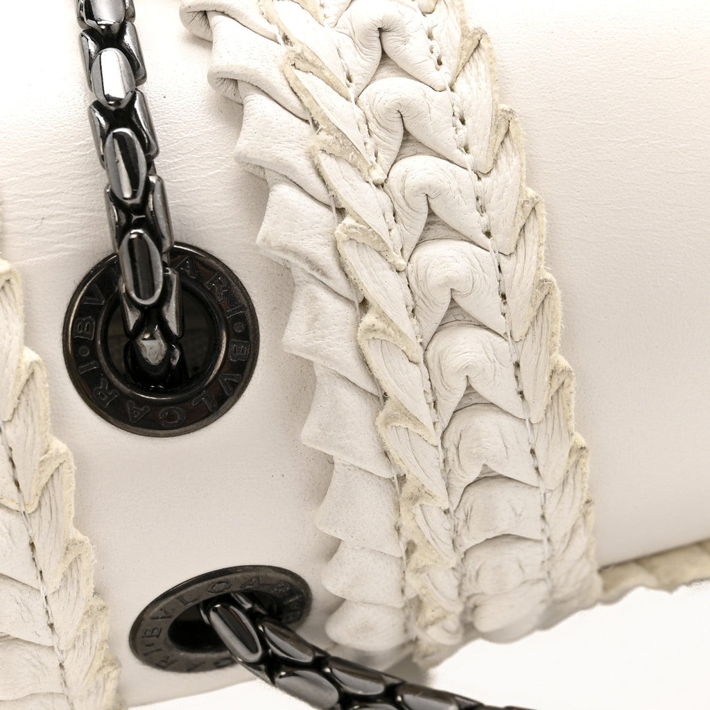 Calfskin Woven Chain Serpenti Forever Crossbody Bag White
