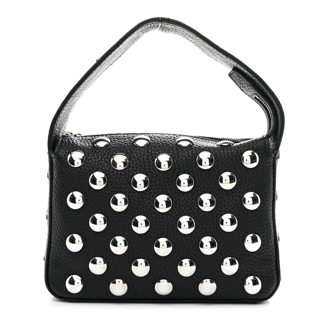 Pebbled Sport Calfskin Studded Small Elena Black