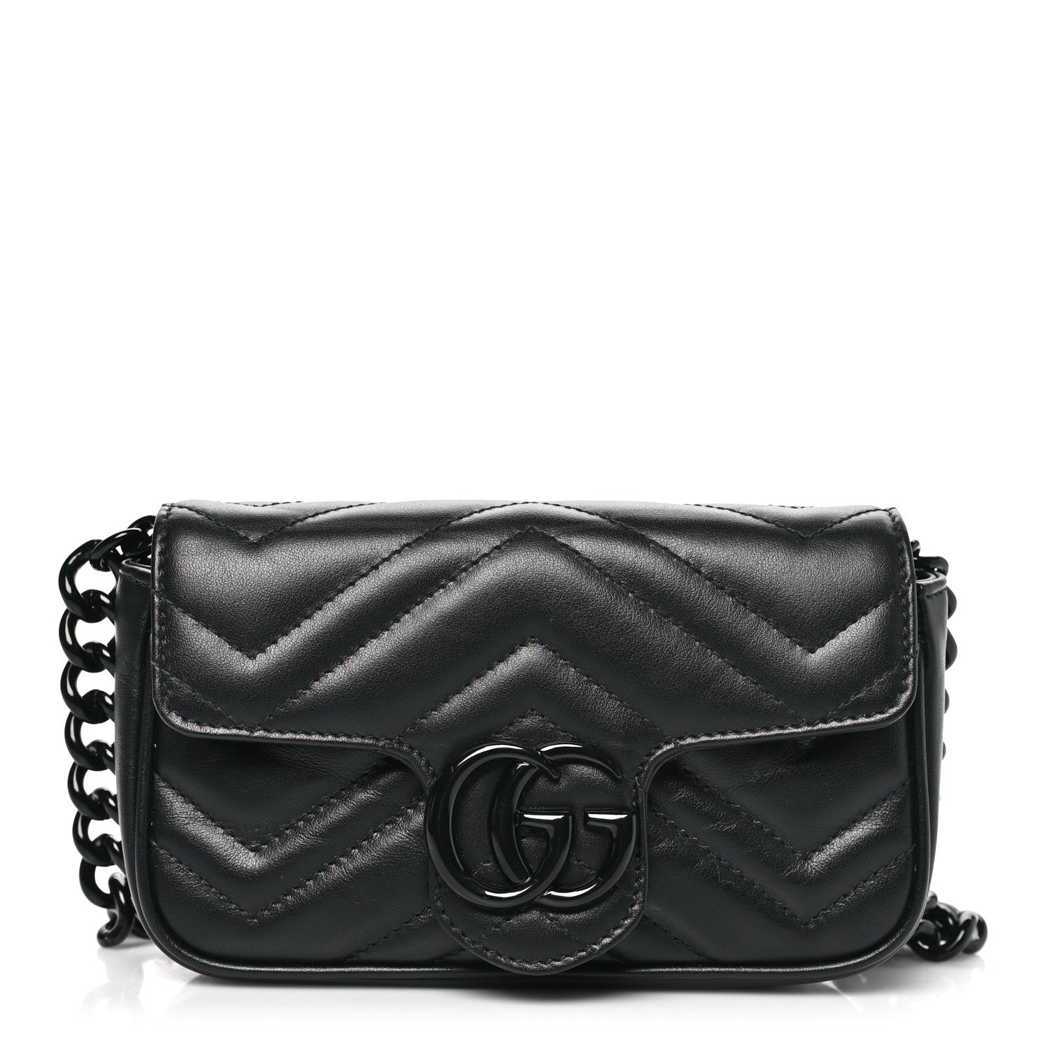 Calfskin Matelasse Monochrome GG Marmont Chain Belt Bag Black
