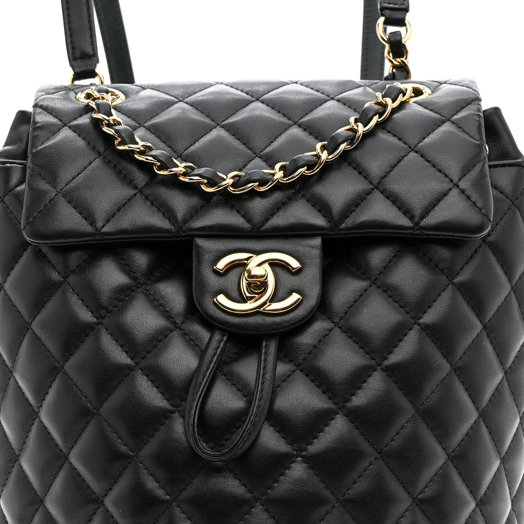 Calfskin Quilted Small Urban Spirit Backpack Black