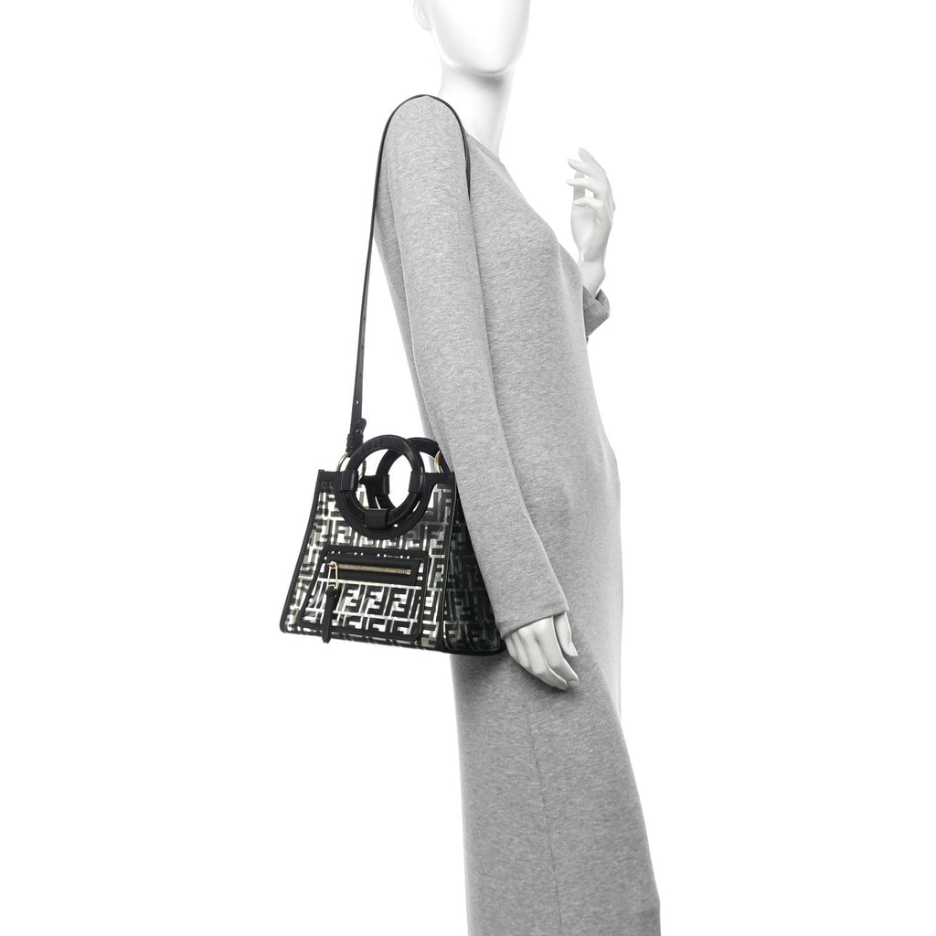 TPU FF Vitello Century Plexiglass Small Runaway Shopper Tote Black