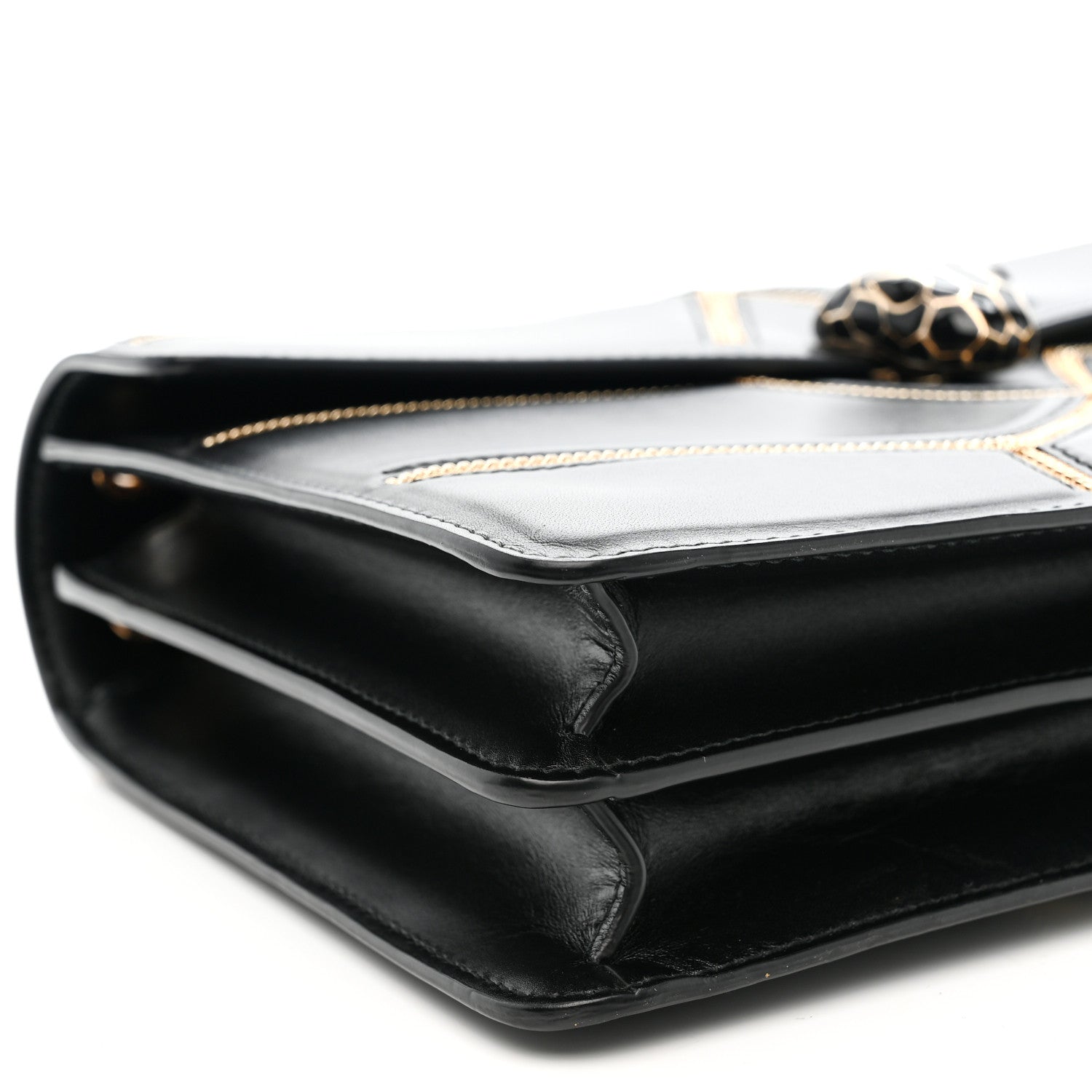 Calfskin Glam Rebel Serpenti Forever Shoulder Bag Black