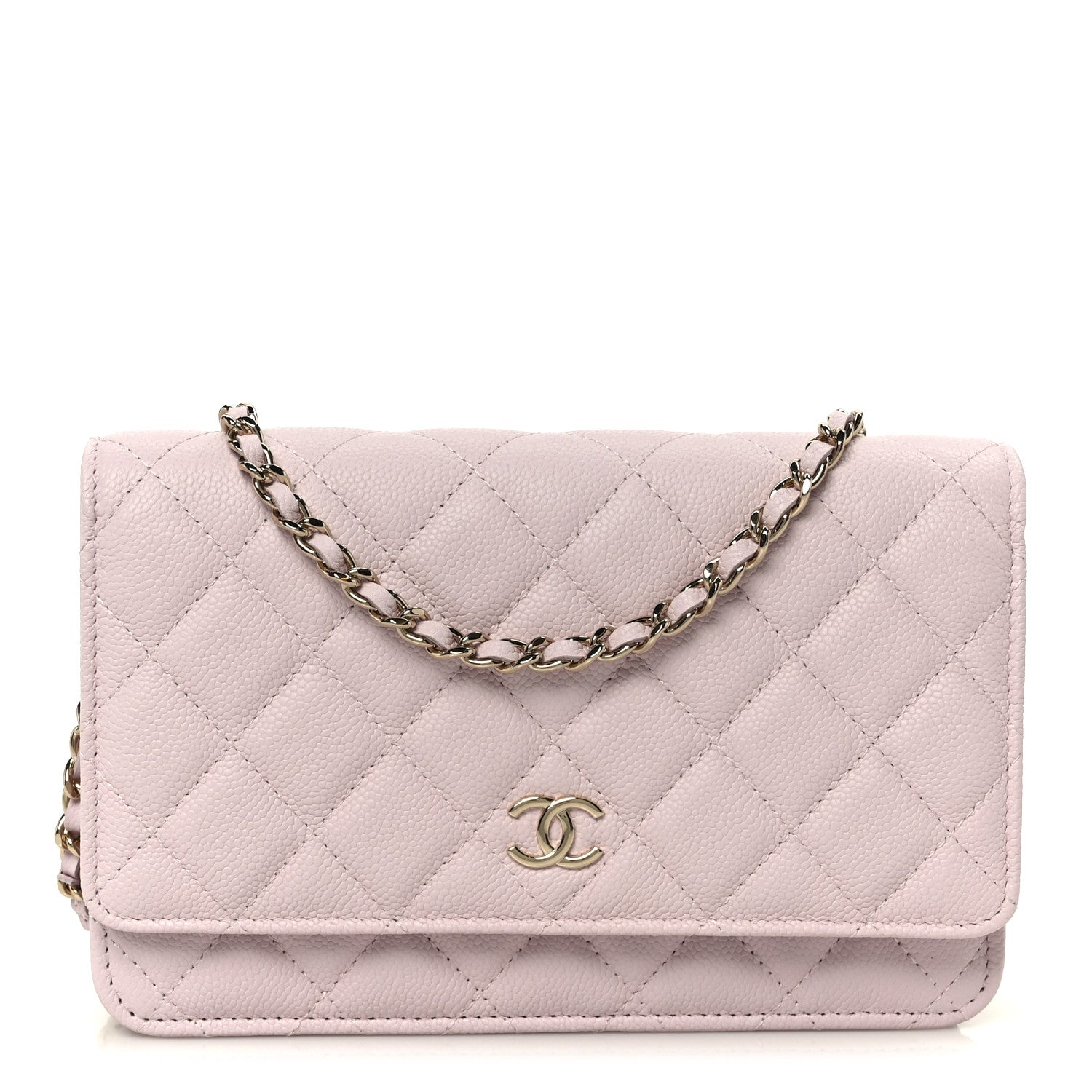 Caviar Quilted Tiny CC Wallet On Chain WOC Light Pink