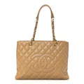 Caviar Quilted Grand Shopping Tote GST Beige