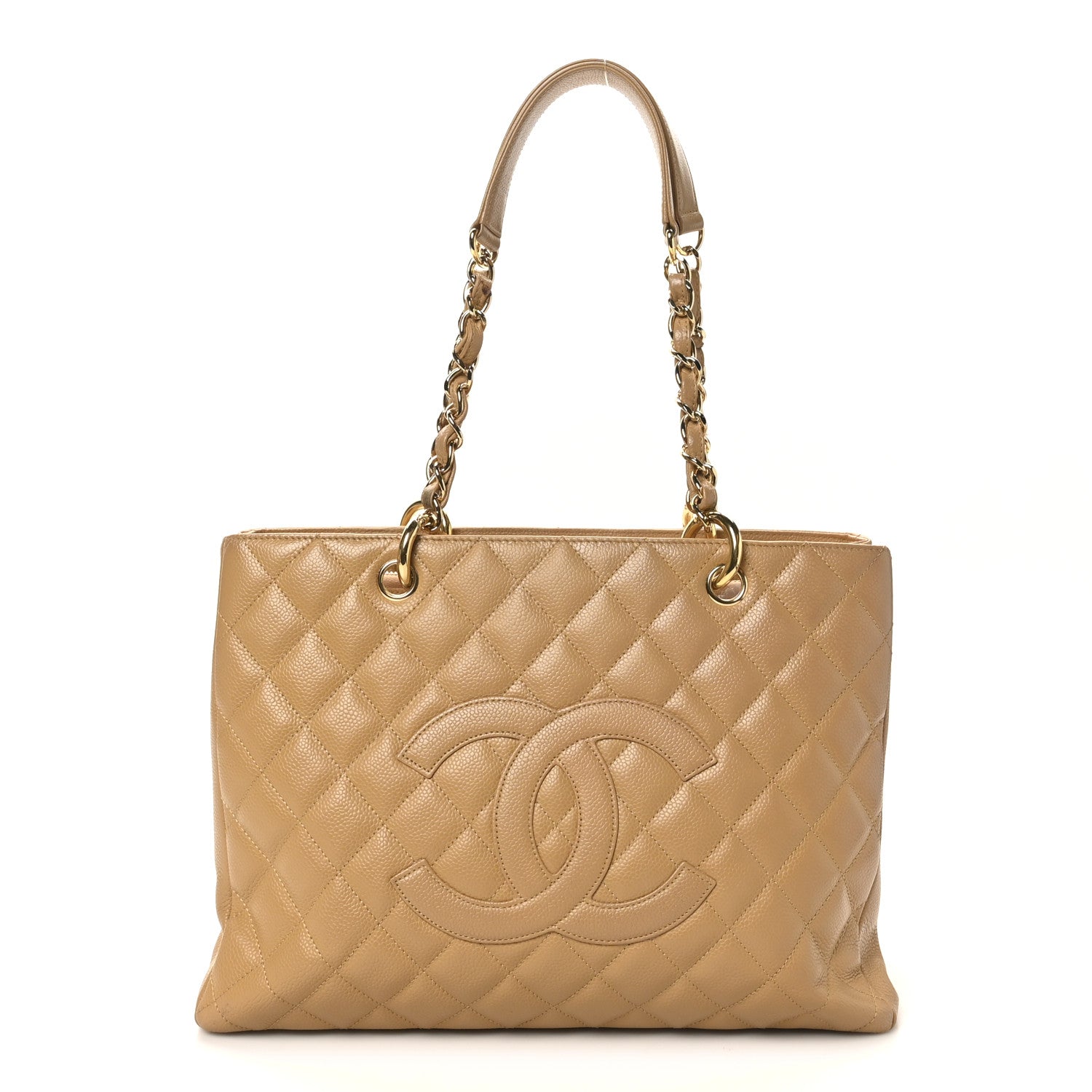 Caviar Quilted Grand Shopping Tote GST Beige