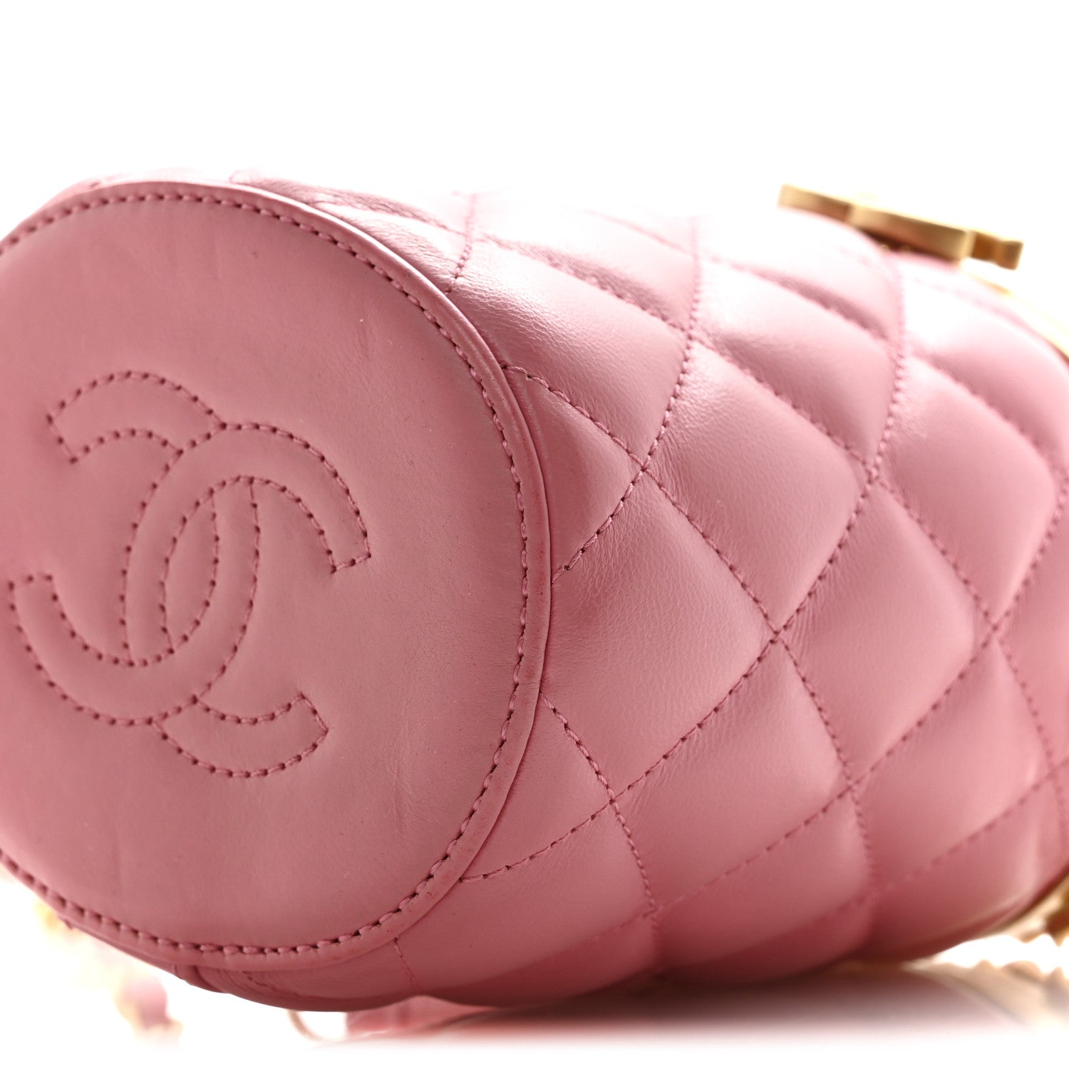 Lambskin Quilted Mini Crown Box Bag Pink