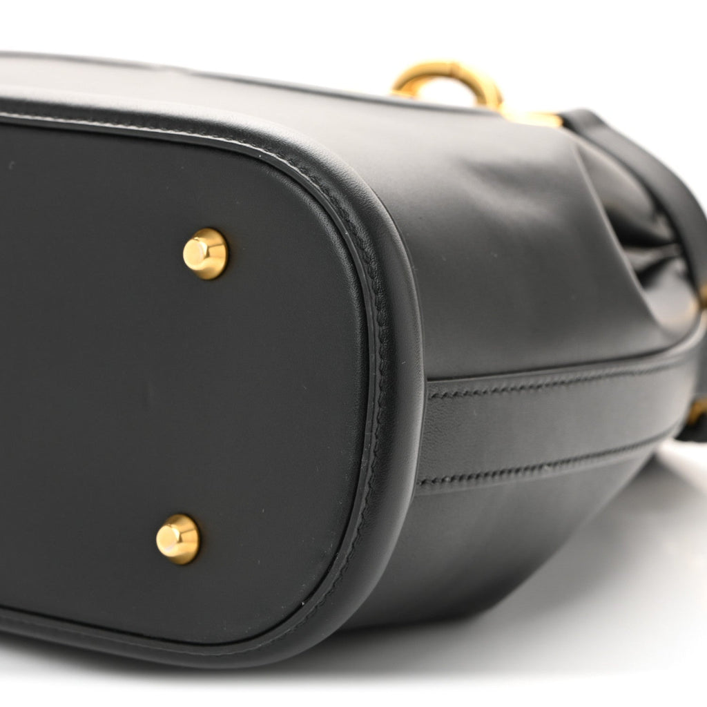 Calfskin CD Embossed Medium C'est Chain Bucket Bag Black
