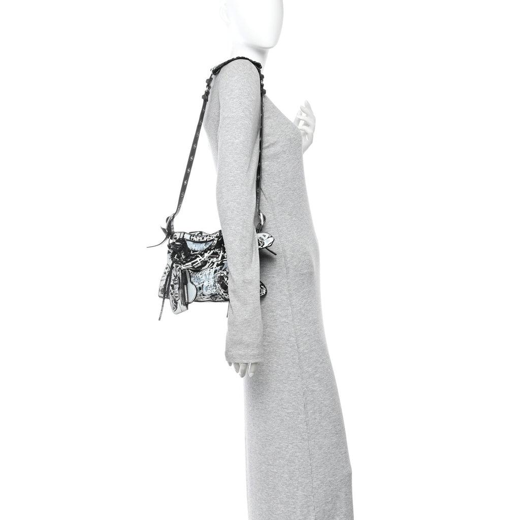 Agneau Arena Graffiti Neo Cagole Handbag XS Black White