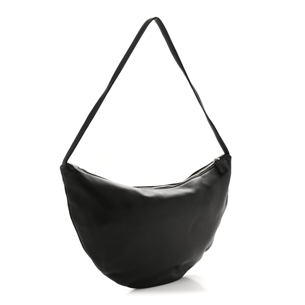 Finely Grained Calfskin Small Izzy Crescent Shoulder Bag Ebony Brown