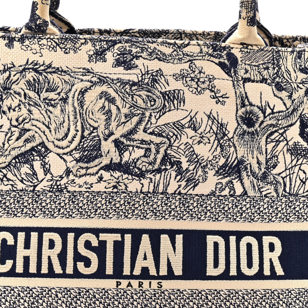 Canvas Embroidered Large Dioriviera Toile De Jouy Book Tote Blue
