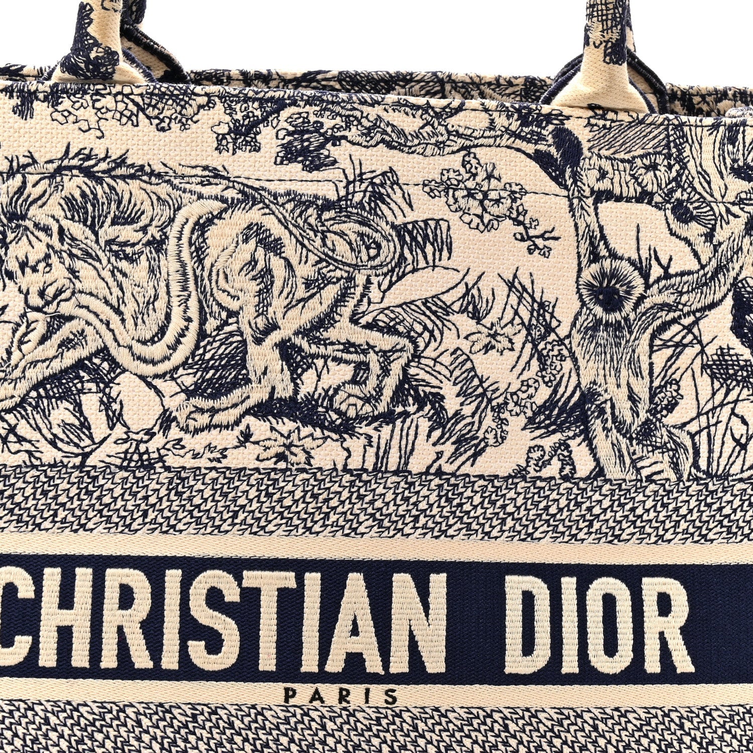 Canvas Embroidered Large Dioriviera Toile De Jouy Book Tote Blue
