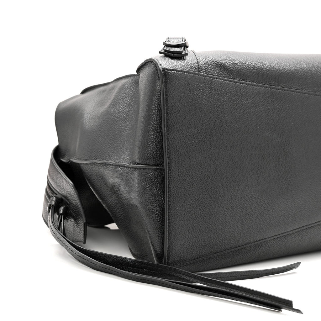 Grained Calfskin Neo Classic Black Hardware Large Top Handle Bag Black