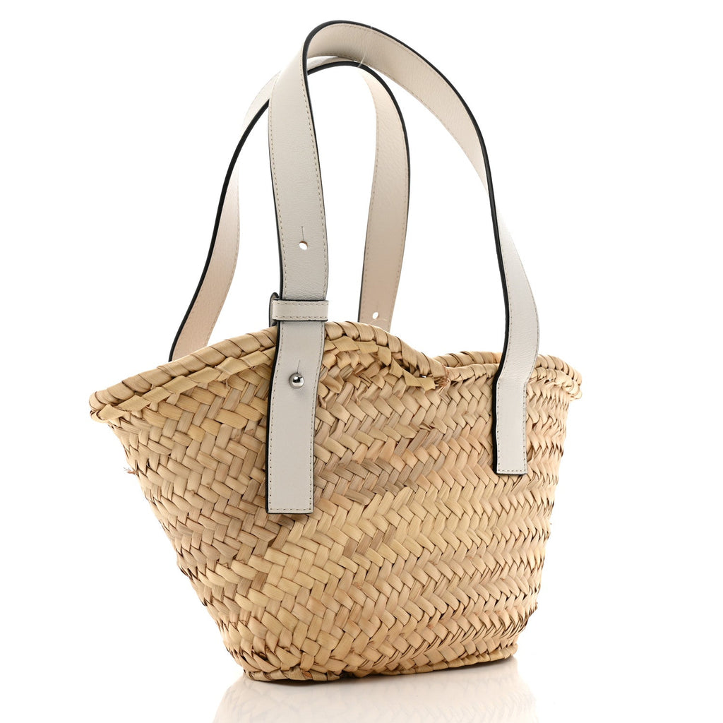 Raffia Mini Basket Tote Bag Natural White