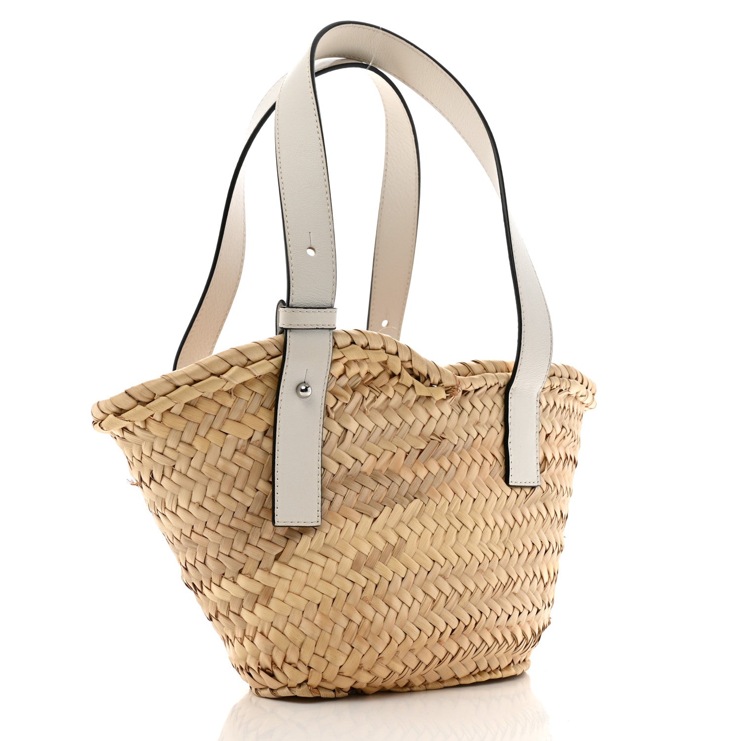 Raffia Mini Basket Tote Bag Natural White