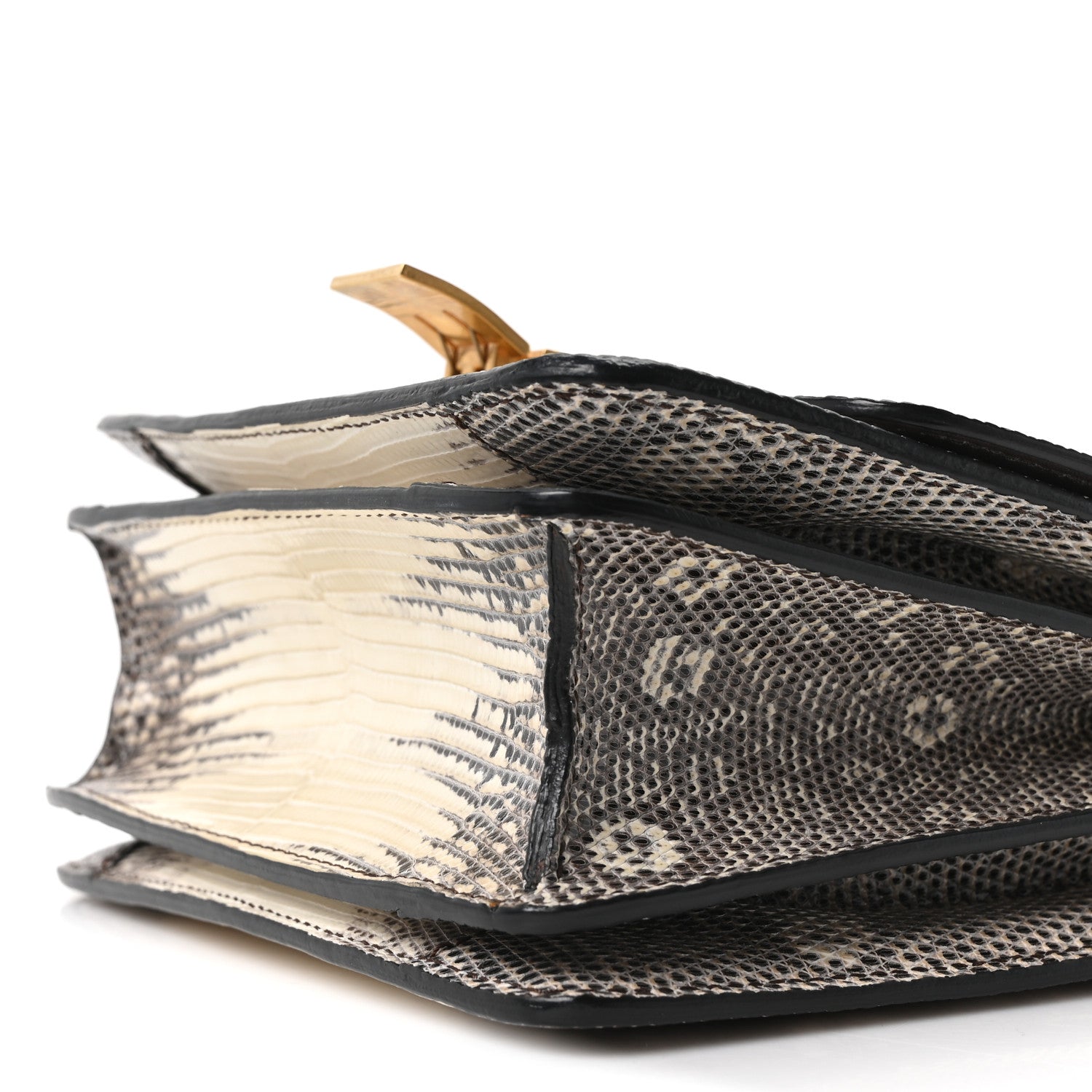 Lizard Small Classic Box Flap Bag Natural
