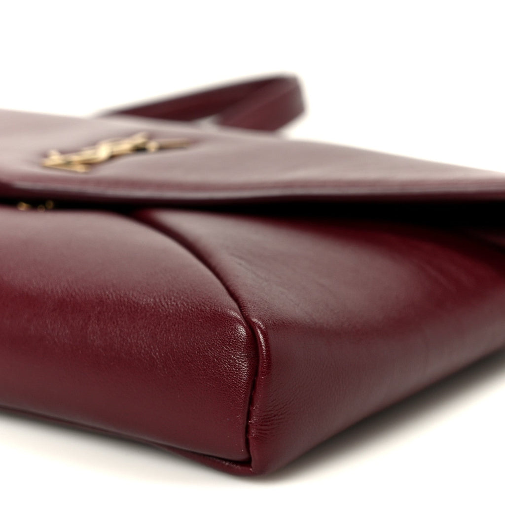 Shiny Calfskin Small Cassandre Chain Pouch Dark Ruby