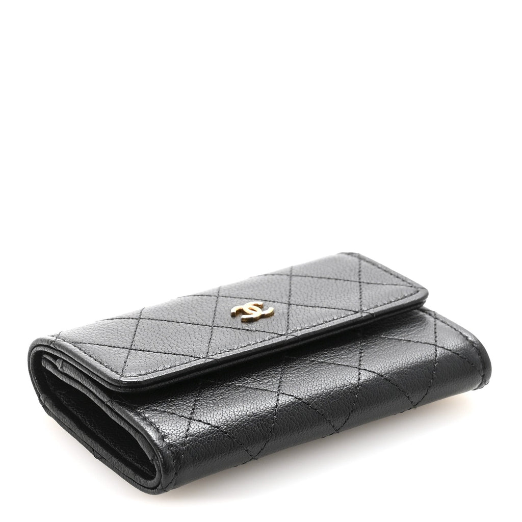 Goatskin Quilted Flap  Holder Black