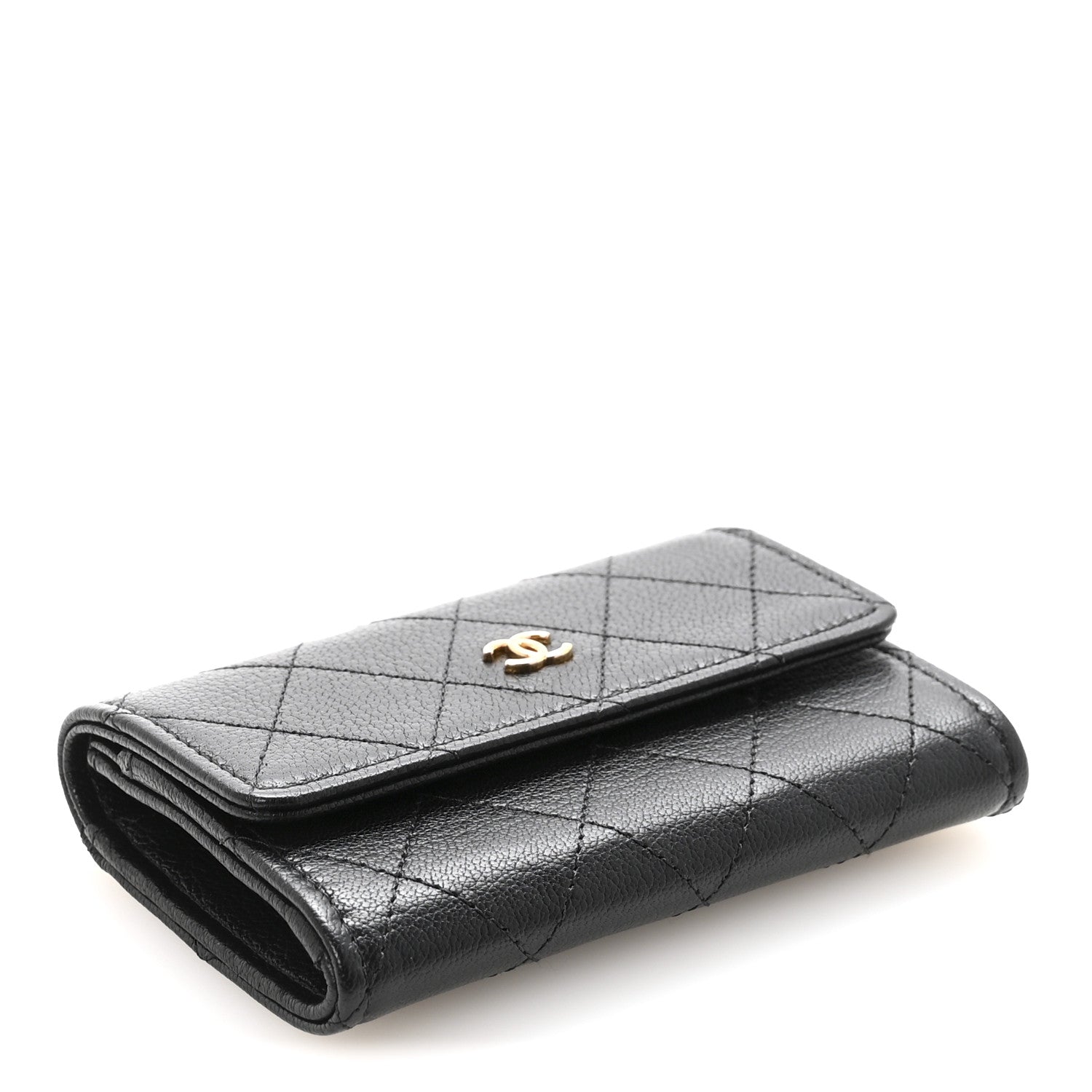 Goatskin Quilted Flap  Holder Black