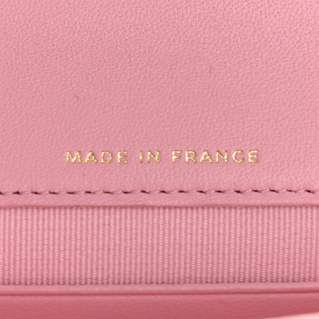 Lambskin Quilted Pick Me Up Mini Wallet On Chain Light Pink