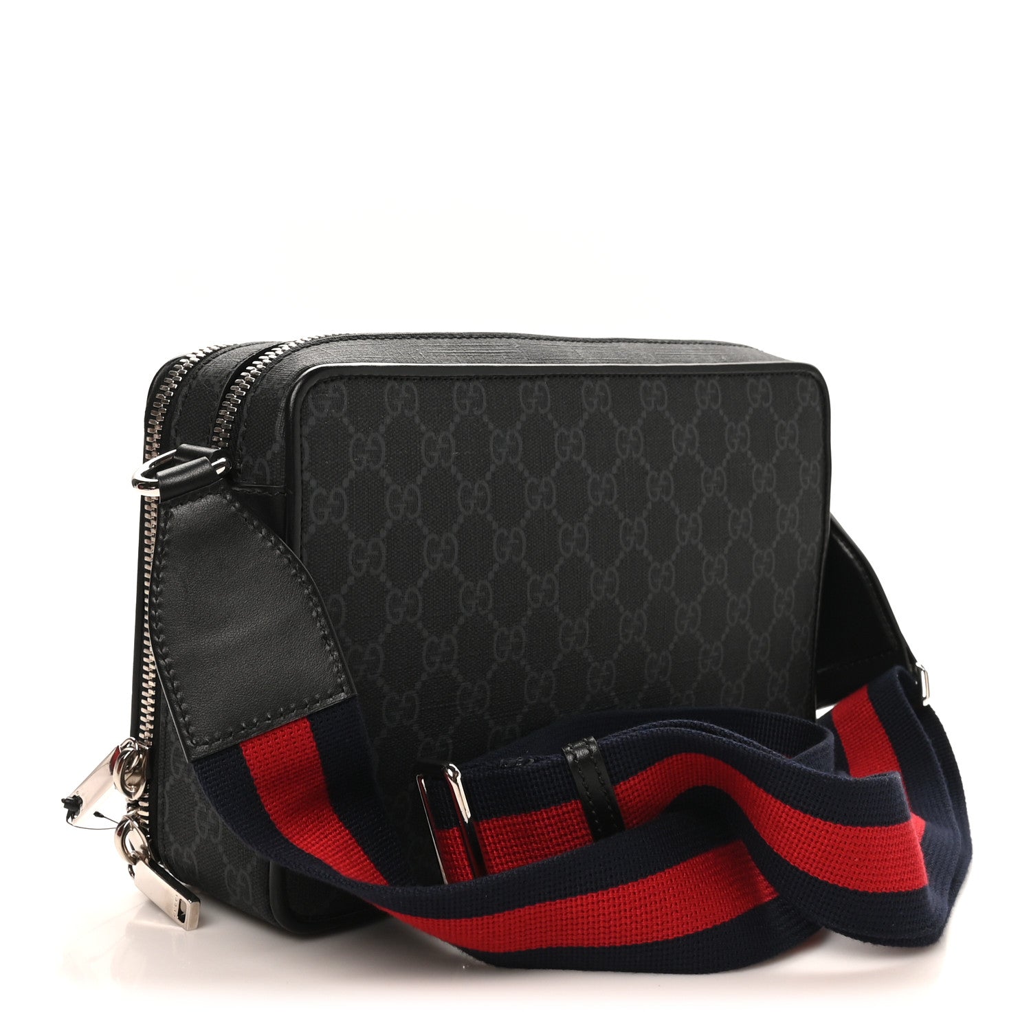 GG Supreme Monogram Web Small Shoulder Bag Black Grey