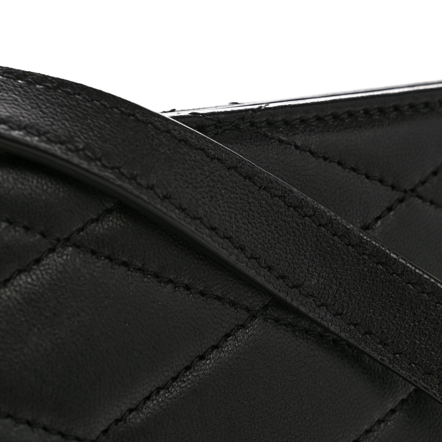Lambskin Quilted Le Maillon Square Crossbody Bag Black