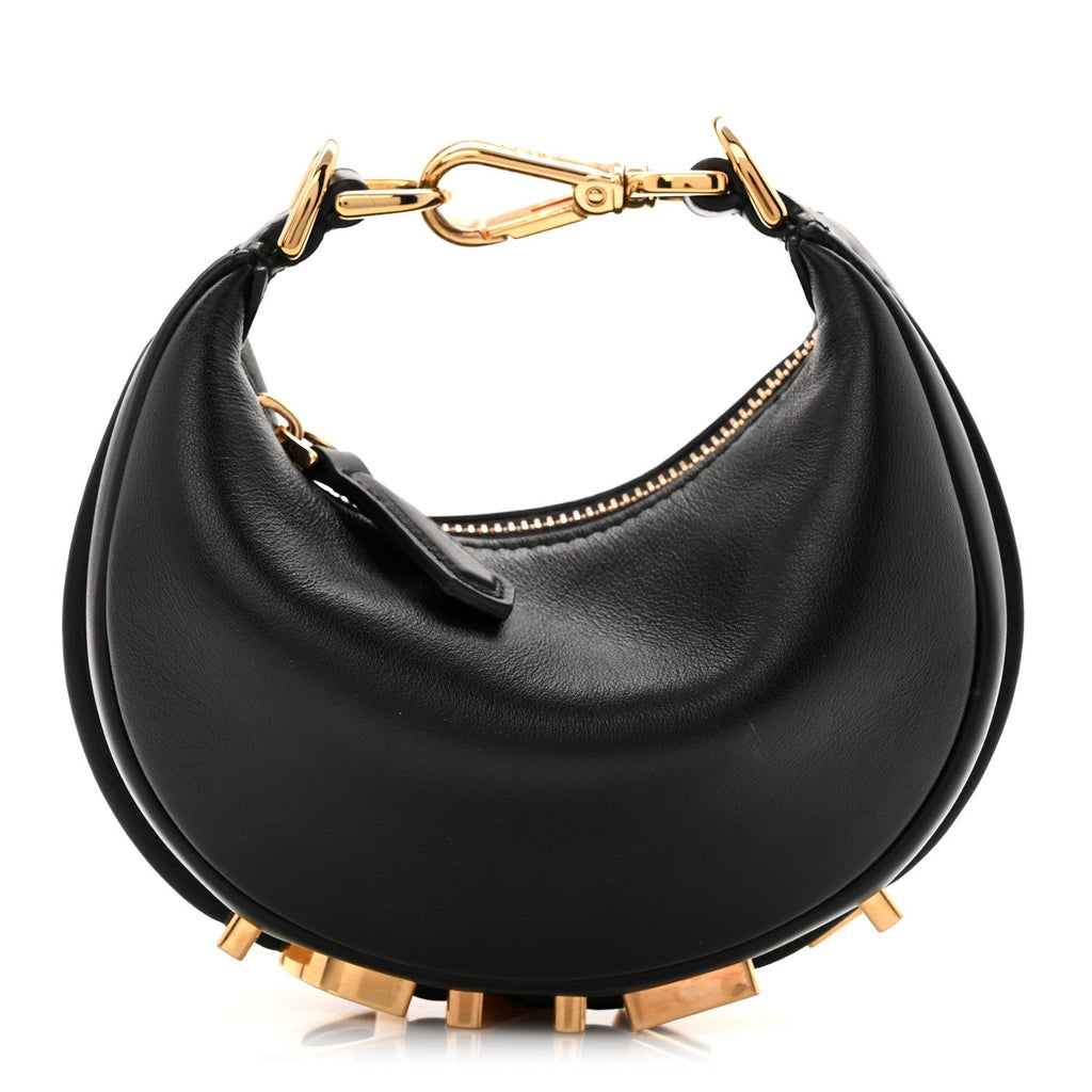 Vitello Grace Matte Nano Fendigraphy Hobo Charm Black