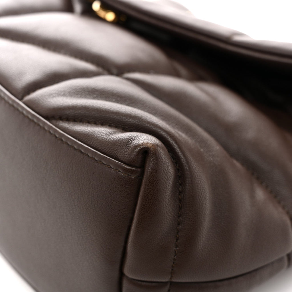 Lambskin Quilted Small Loulou Puffer Monogram Chain Satchel Dark Ganache