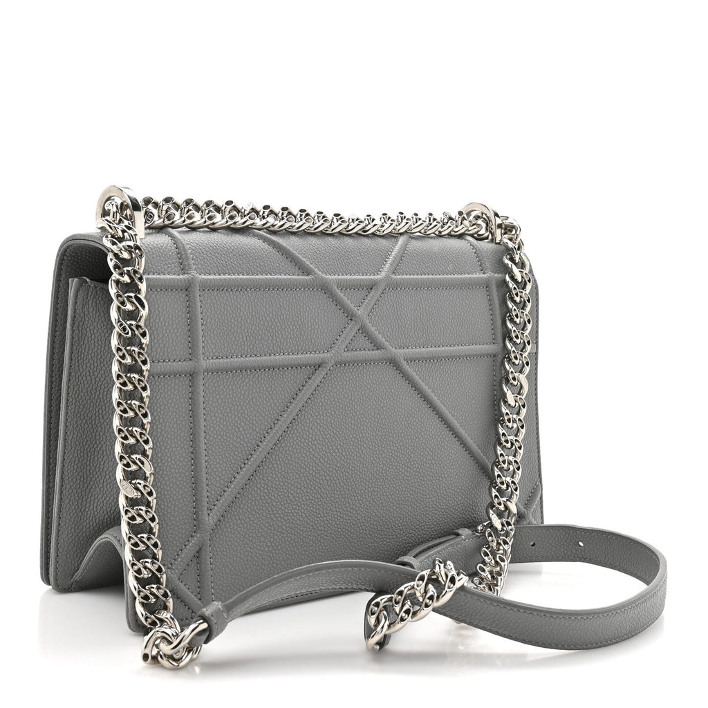 Grained Calfskin Medium Diorama Flap Bag Gris