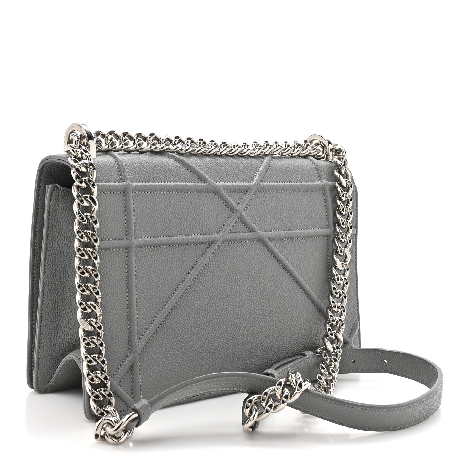 Grained Calfskin Medium Diorama Flap Bag Gris