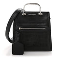 Crocodile Embossed Calfskin The Short Story Shoulder Bag Black