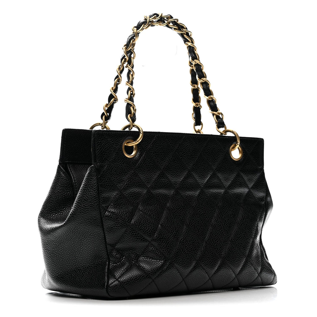 Caviar Quilted Petit Timeless Tote PTT Black