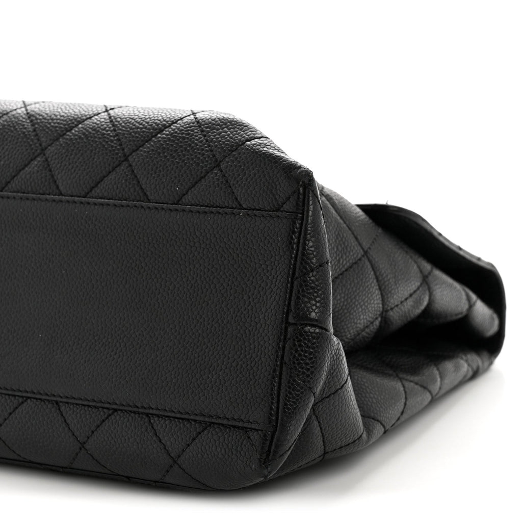 Caviar Quilted Jumbo Kelly Flap Black