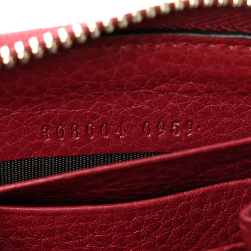 Pebbled Calfskin Studded Soho Zip Around Wallet Soft Burgundy