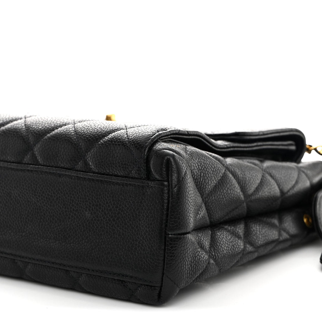 Caviar Quilted Flap Shoulder Bag Black