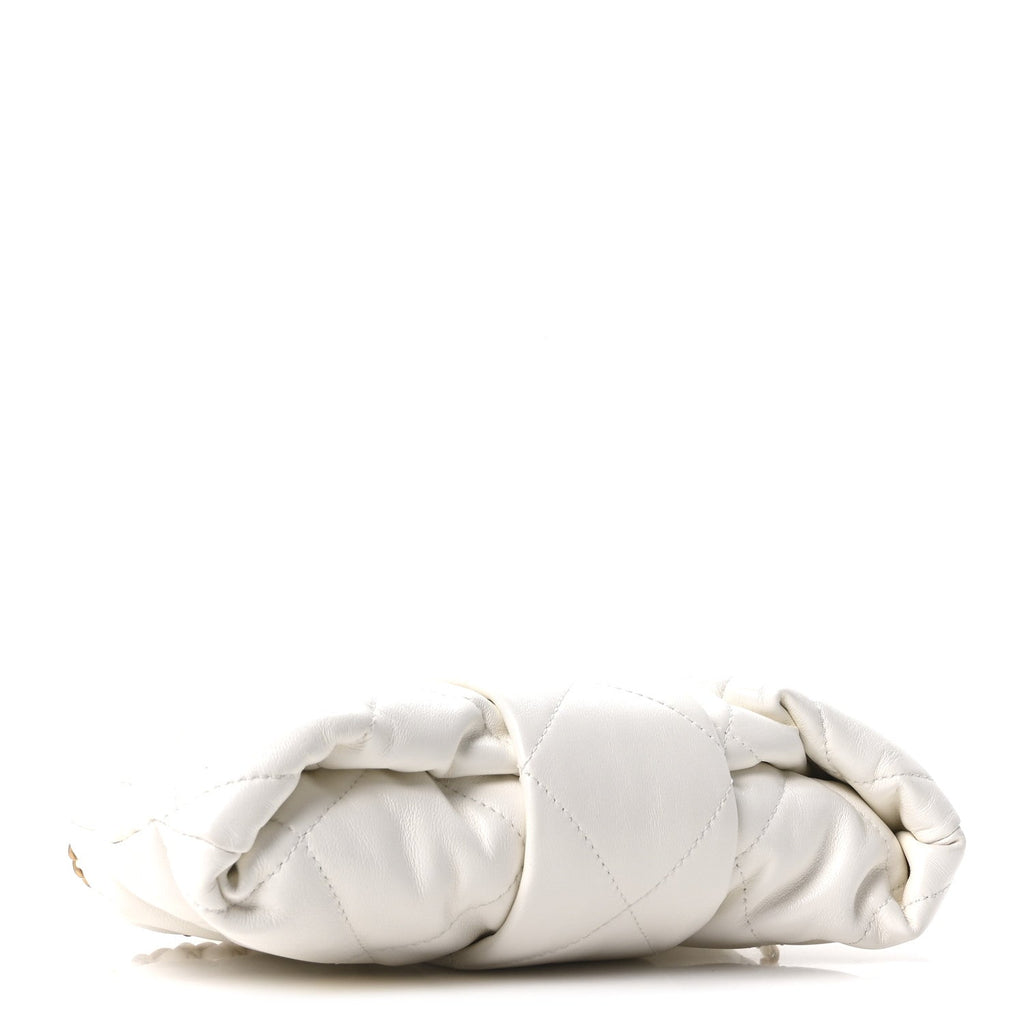 Lambskin Quilted Mini Bow Bag White