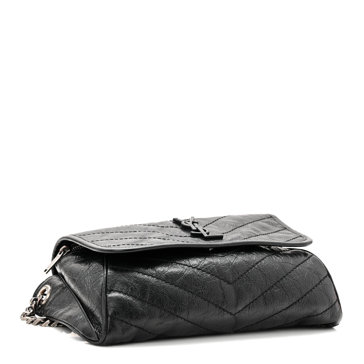 Crinkled Calfskin Matelasse Monogram Niki Body Bag Black