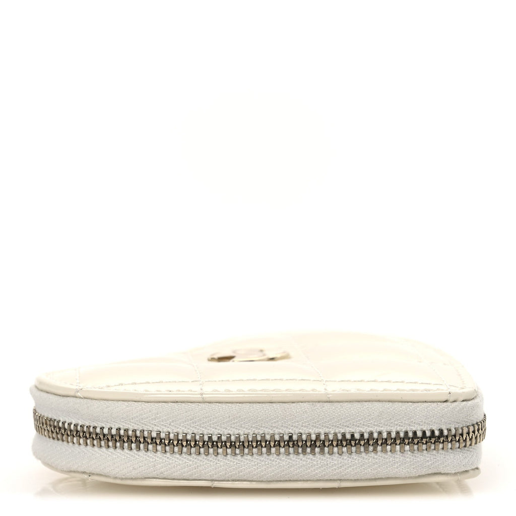 Patent Calfskin Resin Quilted CC Heart Clutch With Chain Black