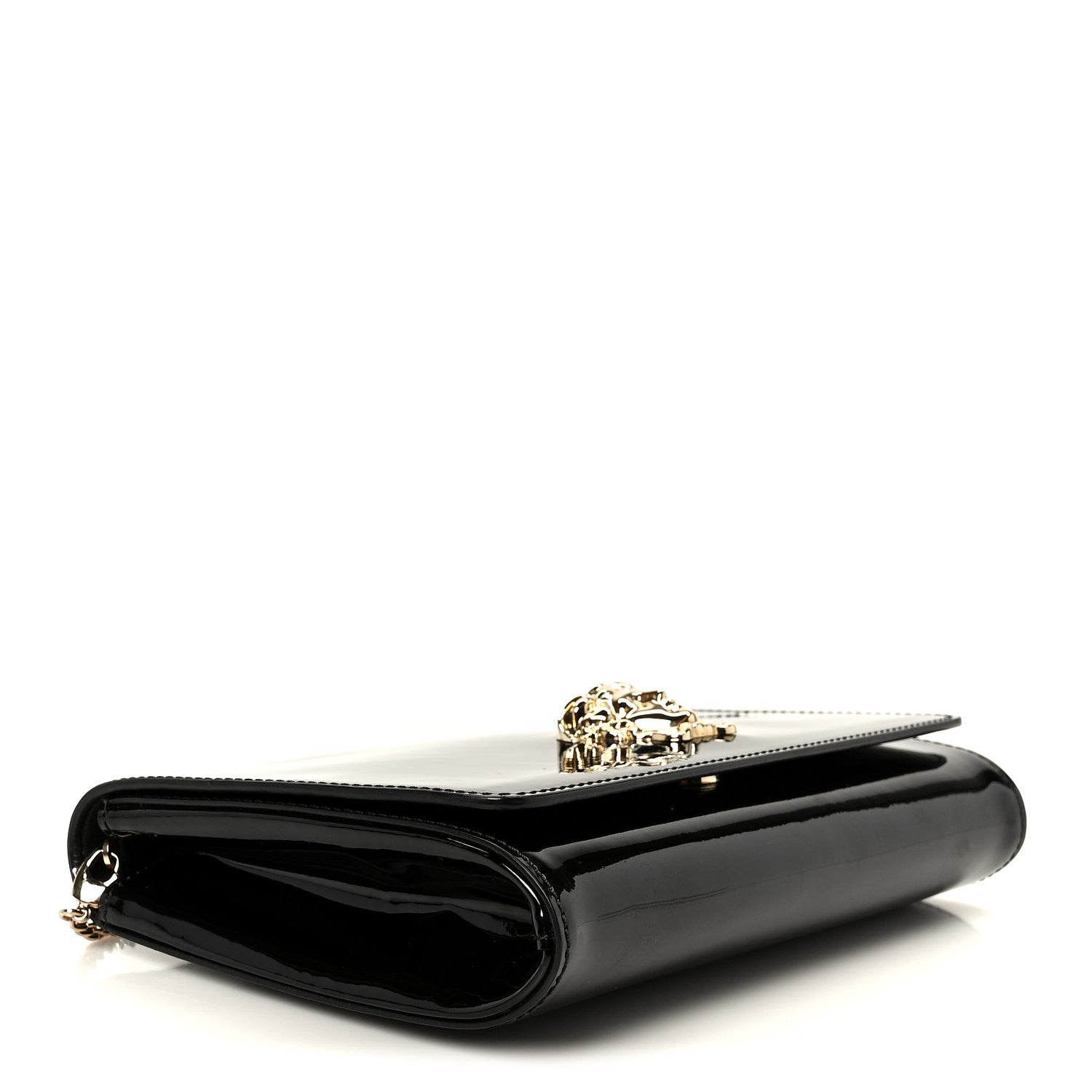 Patent Palazzo Medusa Chain Evening Bag Black