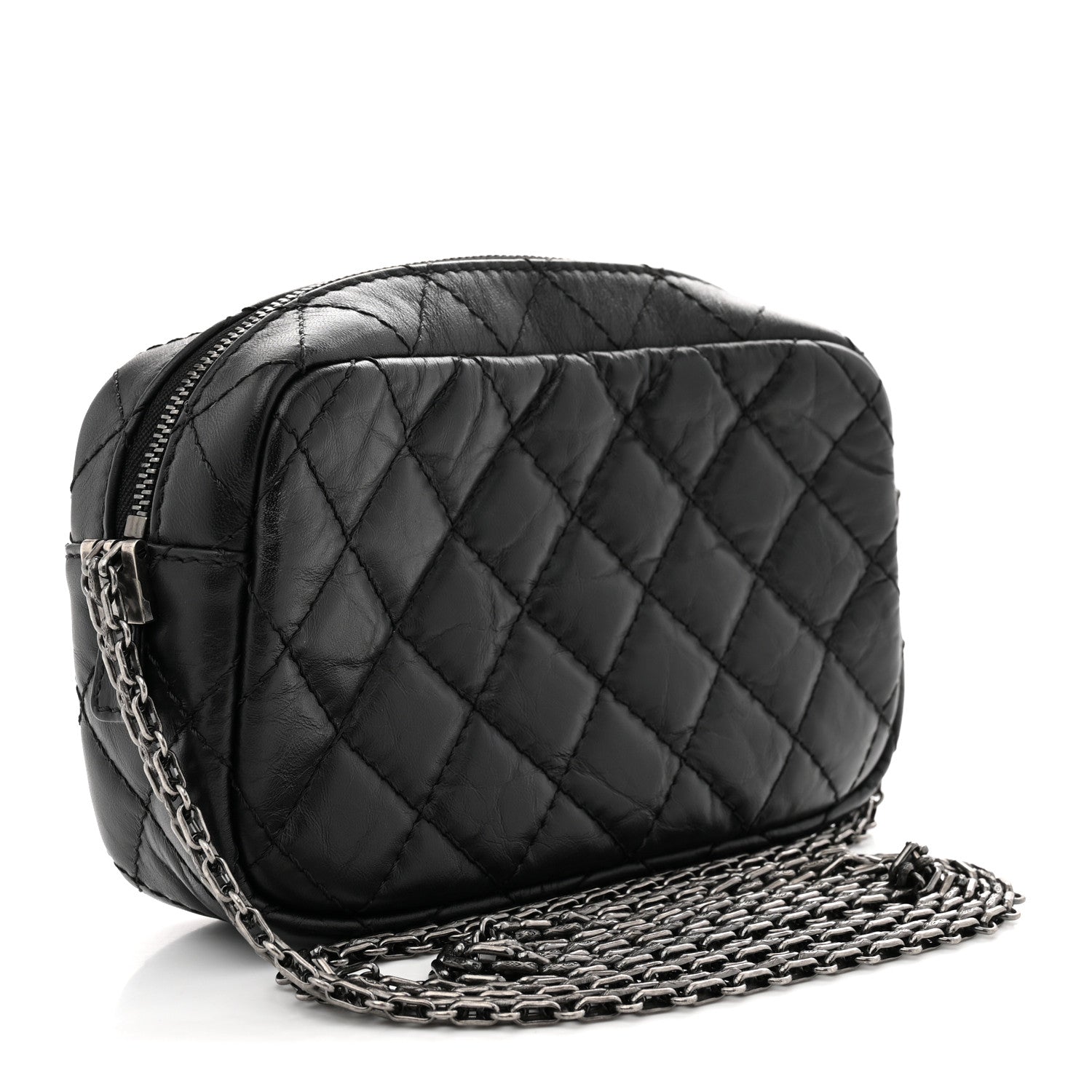 Aged Calfskin Quilted Mini Reissue Camera Case Black