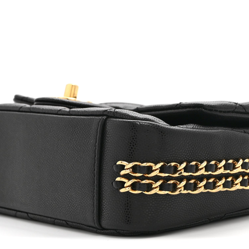 Caviar Quilted Mini CC You Flap Black