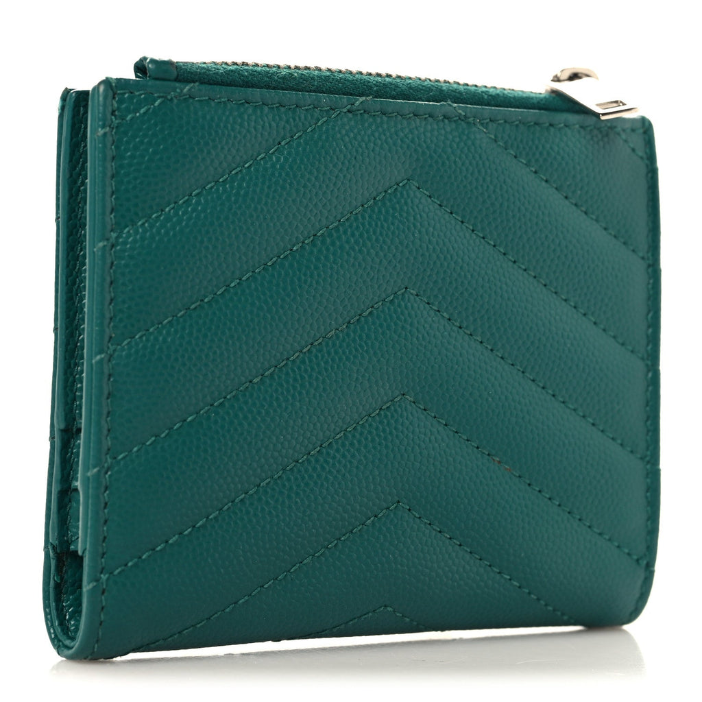 Grain De Poudre Matelasse Chevron Monogram Zipped  Case Malachite Green