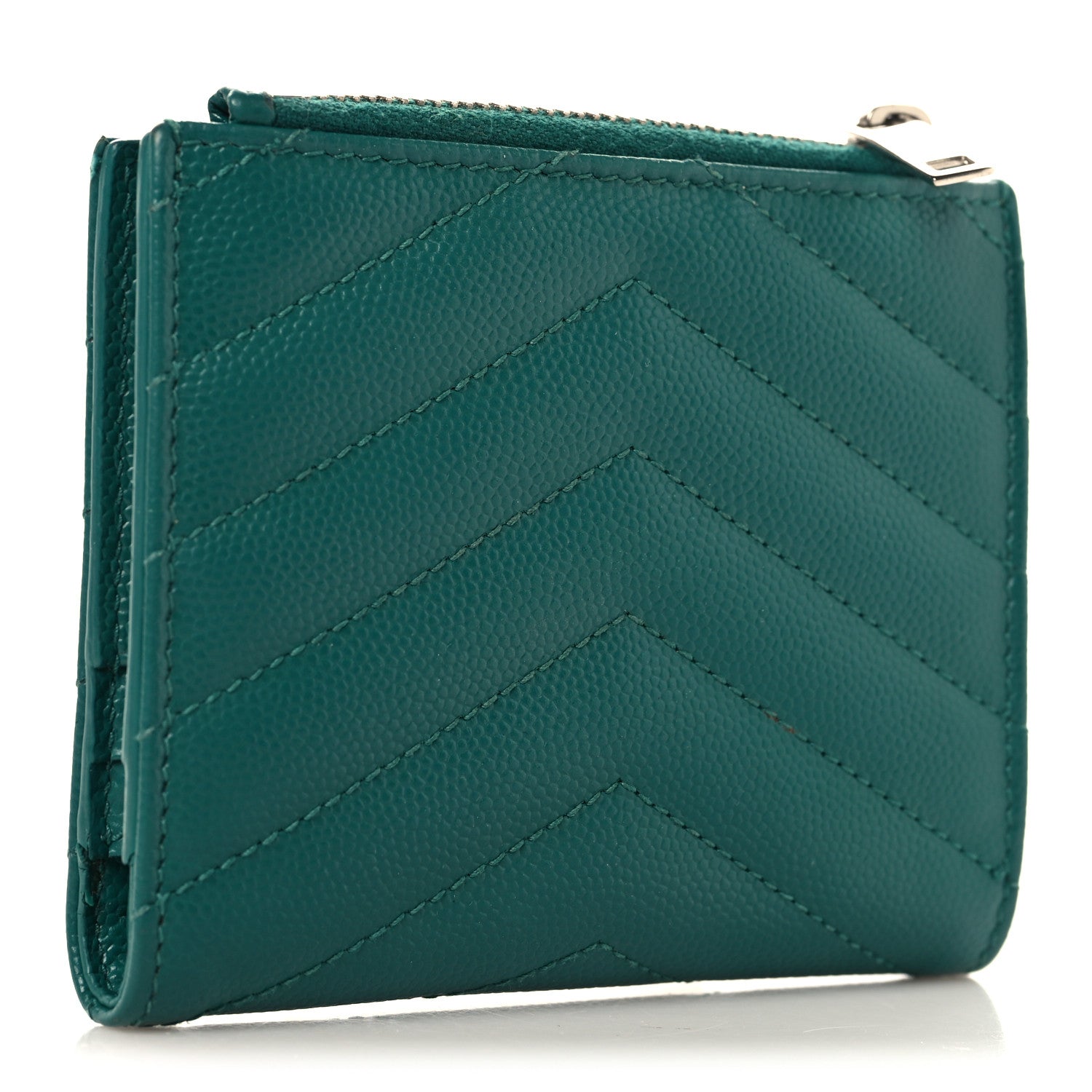Grain De Poudre Matelasse Chevron Monogram Zipped  Case Malachite Green