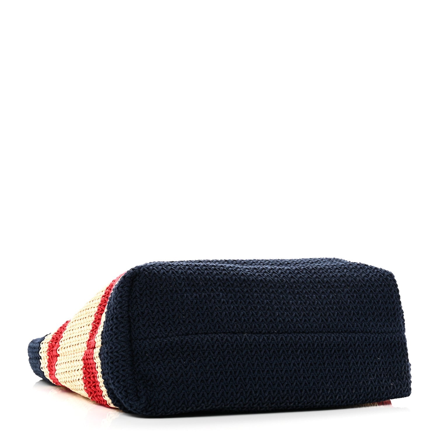 Raffia Crochet Stripe Tote Natural Blue